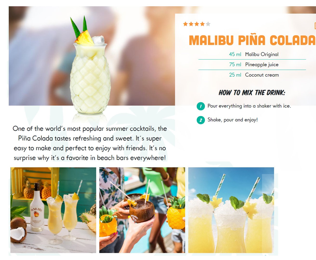 Malibu Coconut Rum Recipes : Malibu Champagne Pina Colada ...