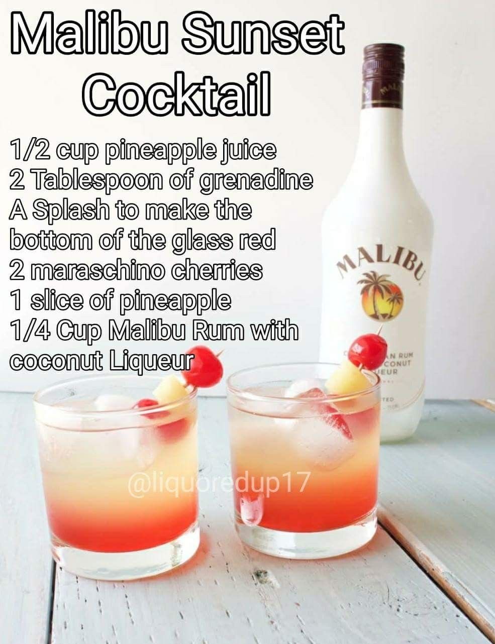 Malibu rum sunset cocktail