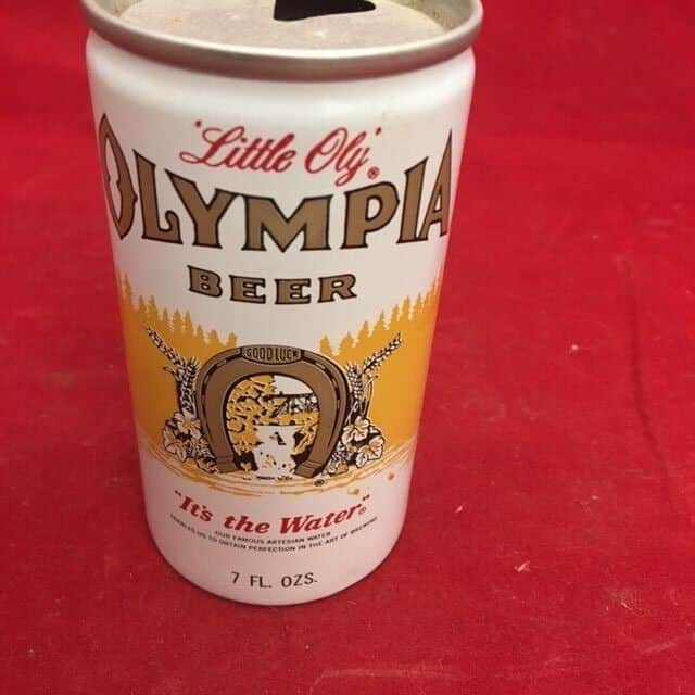 Olympia Beer, empty beer can, 7 oz, Aluminum can