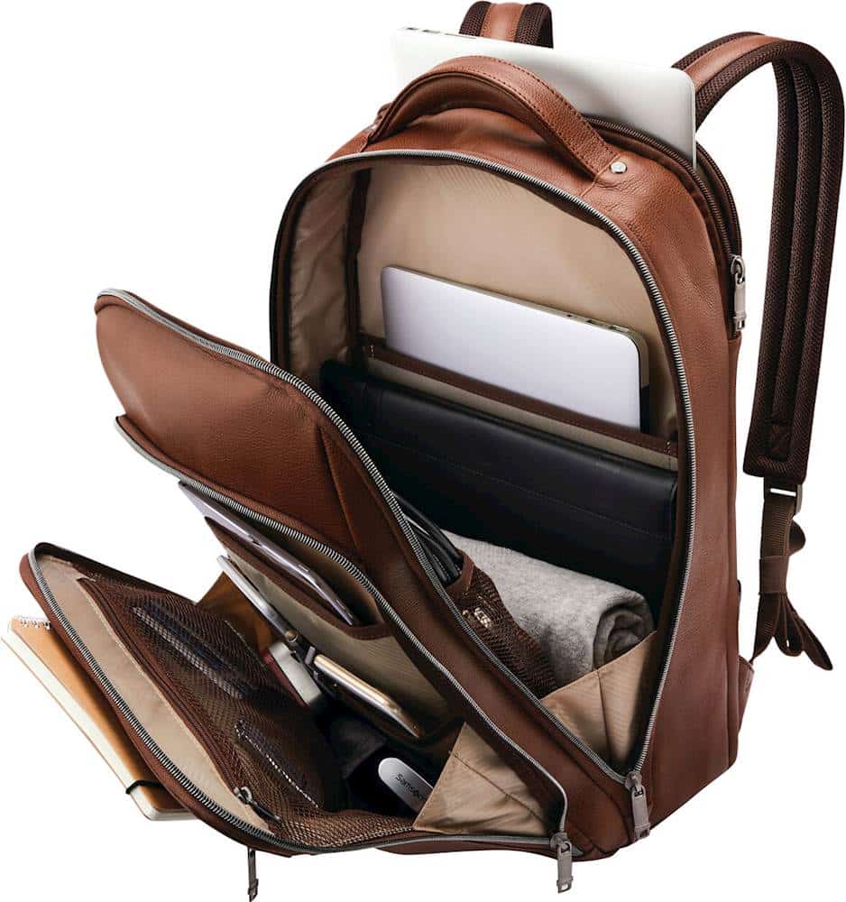 Samsonite Classic Leather Backpack for 15.6"  Laptop Cognac 126037