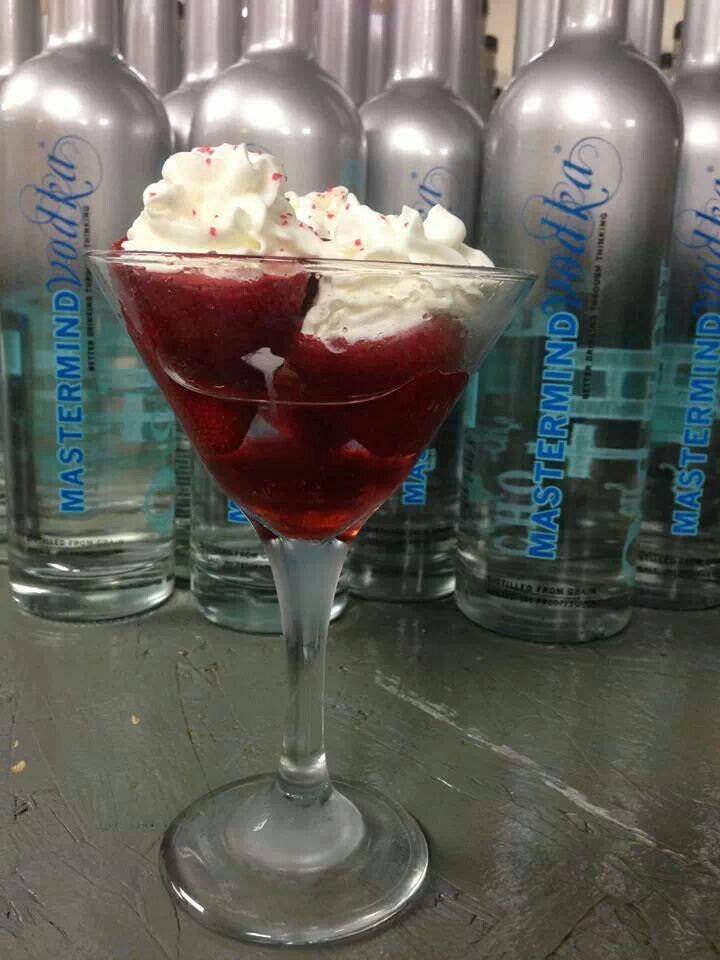 Strawberries soaked in vodka with whipped cream, I