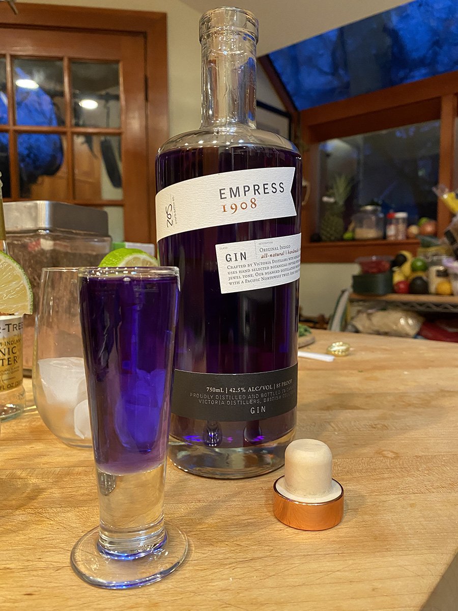 This amazingly colored drink is Empress gin , which was a ...